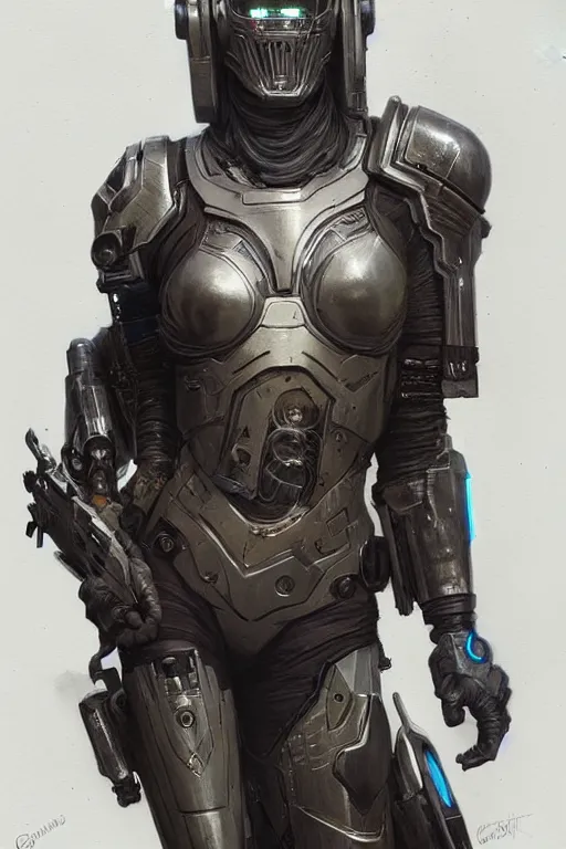 Image similar to gorgeous girl as a realistic sci - fi cyberpunk knight, full body art by donato giancola and greg rutkowski, realistic face, digital art, trending on artstation, skull helmet, symmetry!!!