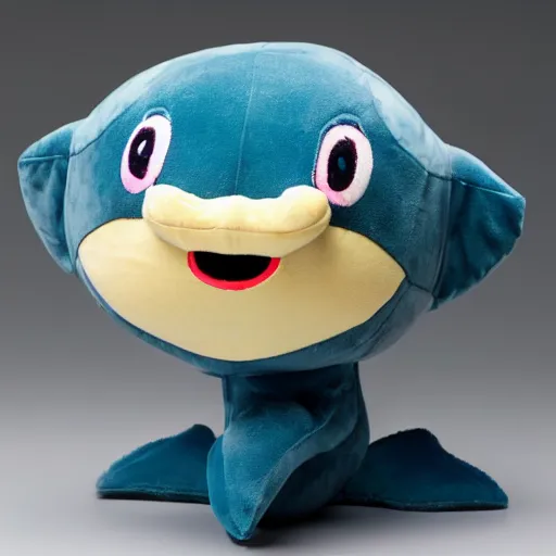 Image similar to a happy dolphin, plush doll, 8 k