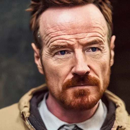 Image similar to a movie still shot of bryan cranston as jesse pinkman