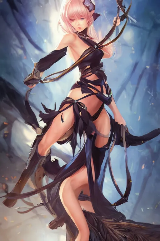 Image similar to cat girl in a blade and soul spinoff artbook rendered by the artist Nadezhda Tikhomirova, Jiyun Chae, Taran Fiddler, Lê Long, Joe Madureira, trending on Artstation by Taran Fiddler, artbook, Stanley Artgerm Lau, WLOP, Rossdraws , James Gurney