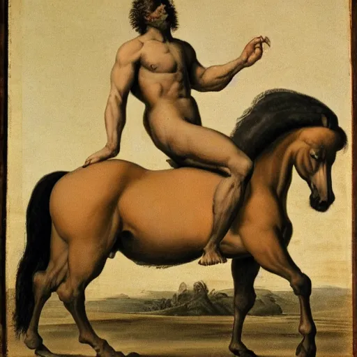 Image similar to Centaur with the body of a man and the head of a horse