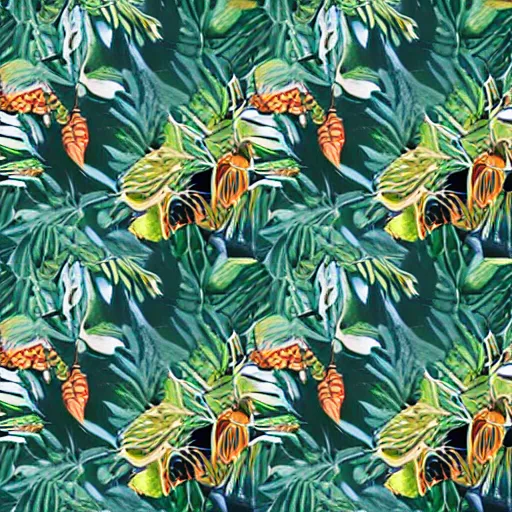 Image similar to exquisite fresh tropical rainforest print with beautiful and high resolution elements developed into seamless patterns