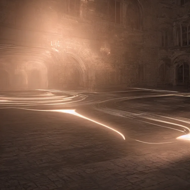 Image similar to simple light streaks and ornate flowing light streams, unreal engine