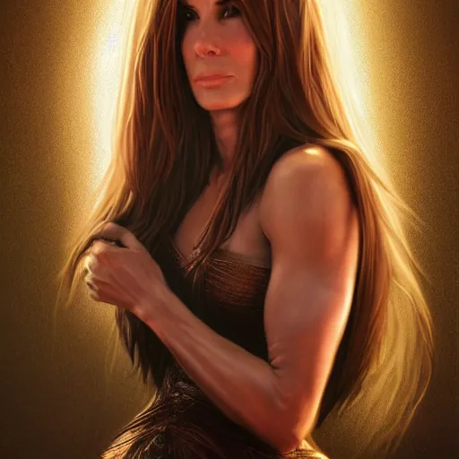 Prompt: hyperrealist portrait of sandra bullock as lady godiva, fantasy art, photo realistic, dynamic lighting, artstation, poster, volumetric lighting, very detailed faces, 4 k, award winning