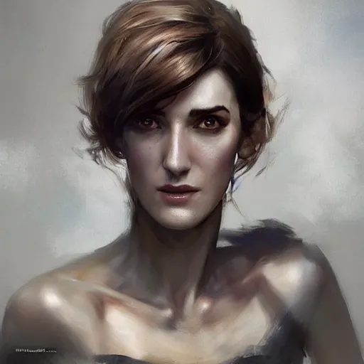 Image similar to portrait of beautiful happy young paz vega half life 2, dishonored 2, painted by greg rutkowski, painted by stanley artgerm, painted by igor kieryluk, digital art, promotional art, trending on artstation