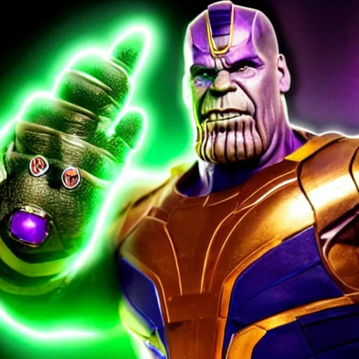 Image similar to nick saban as thanos with the infinity stones, championship rings, portrait, high detail