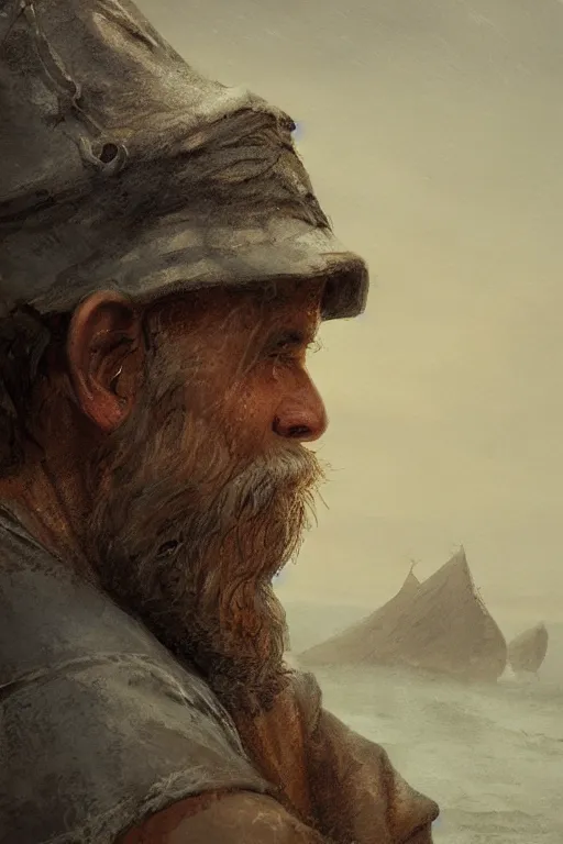 Image similar to medieval fisherman, close-up portrait, poor, intricate, elegant, volumetric lighting, scenery, digital painting, highly detailed, artstation, sharp focus, illustration, concept art,ruan jia, steve mccurry