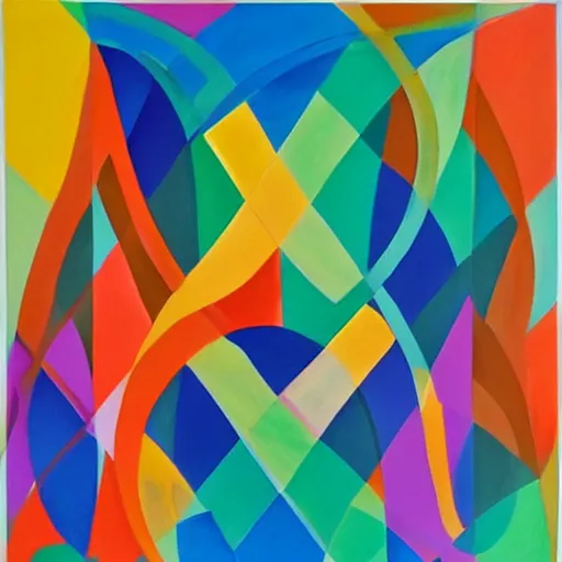 Prompt: painting of symmetrial geometric shapes with large bold paintstrokes