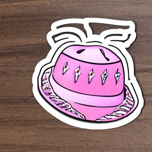 Prompt: Pink cowboy hat, sticker illustration