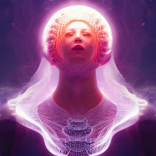 Image similar to goddess portrait. jellyfish phoenix head. intricate artwork by Tooth Wu and wlop and beeple. octane render, trending on artstation, greg rutkowski very coherent symmetrical artwork. cinematic, hyper realism, high detail, octane render, 8k