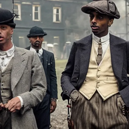 Image similar to playboi carti in peaky blinders 4 k the detailed super realistic