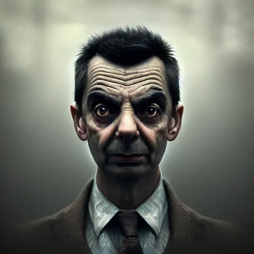 Image similar to Very very very very highly detailed epic central composition photo of Mr Bean face, intricate, dystopian, sci-fi, extremely detailed, digital painting, smooth, sharp focus, illustration, intimidating lighting, incredible art by Brooke Shaden, artstation, concept art, Octane render in Maya and Houdini