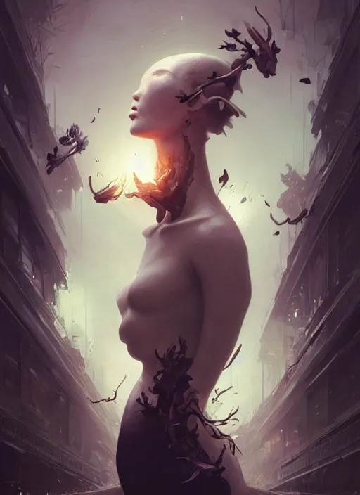 Prompt: how far will evolution go, will we transcend our imagination, photorealistic by michael komarck, greg rutkowski, victo ngai, artgerm, willem claesz heda and j. dickenson