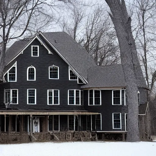 Image similar to archive HD color photo of an anomalous goetic gnostic foreboding farmhouse in Northern Virginia.