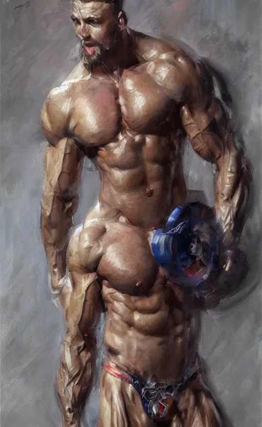 Image similar to muscular chad by daniel gerhartz, trending on art station