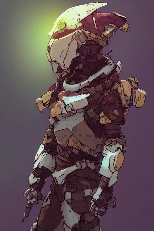 Image similar to combination suit armor aloy horizon forbidden west horizon zero dawn robot ninja mask helmet backpack tribal, art gta 5 comics, official fanart behance hd artstation by jesper ejsing, by rhads, makoto shinkai and lois van baarle, ilya kuvshinov, ossdraws radiating a glowing aura cgi rtx 2 0 2 2