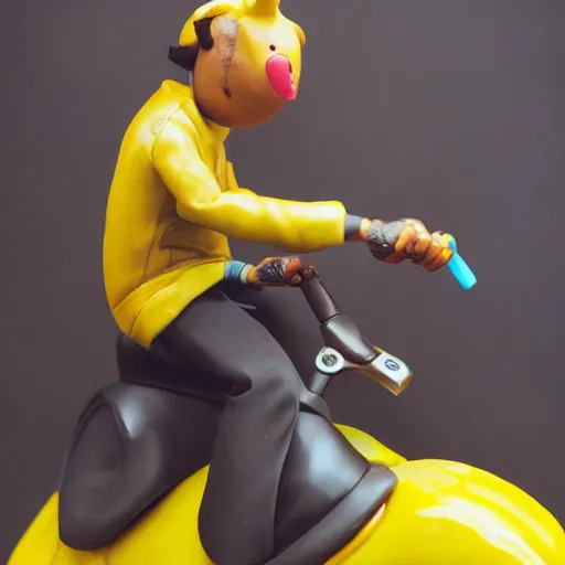 Prompt: travis scott riding a banana, realistic, sharp focus, ultra high details, 8 k, hd, sharp, detailed face