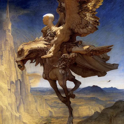 Image similar to masterpiece desert eagle soaring over medieval cunning unholy artifacts, by Edgar Maxence and Ross Tran and Michael Whelan and Da Vinci and Caravaggio and J.M.W Turner and Brueghel intricate line drawings, unknwon intercession, detailed and beautiful intricate faces, 4k resolution