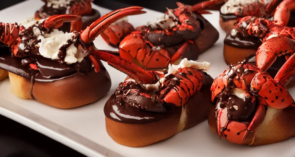 Image similar to chocolate lava stuffed lobster roll promotional image