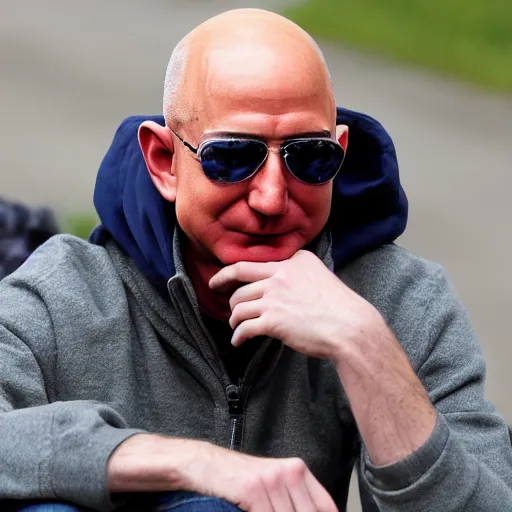 Prompt: jeff bezos as a homeless man