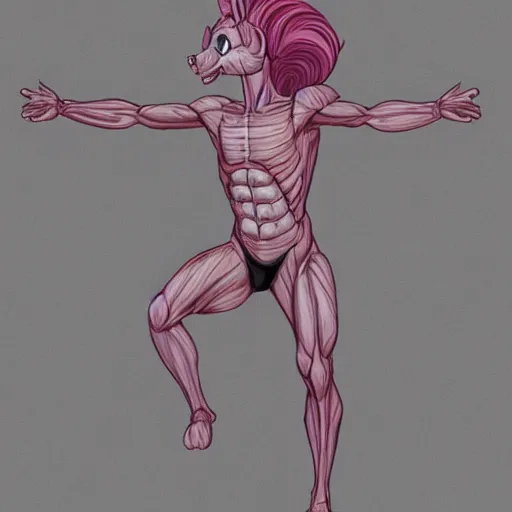 Prompt: man in the process of morphing into Pinkie Pie from My Little Pony, man turning into pony, trending on artstation, painful expression, anatomically accurate, coherent body, high contrast,