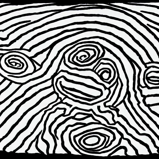 Prompt: daniel johnston in the style of daniel johnston and outsider art, acid, minimal, thick black lines, line brush, 4k