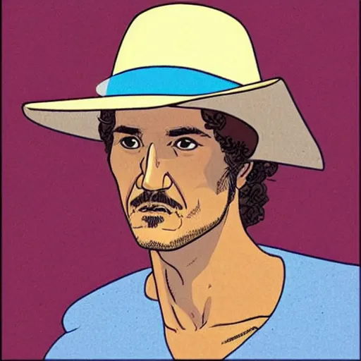 Prompt: “ pedro pascal retro minimalist portrait by jean giraud, moebius starwatcher comic, 8 k ”