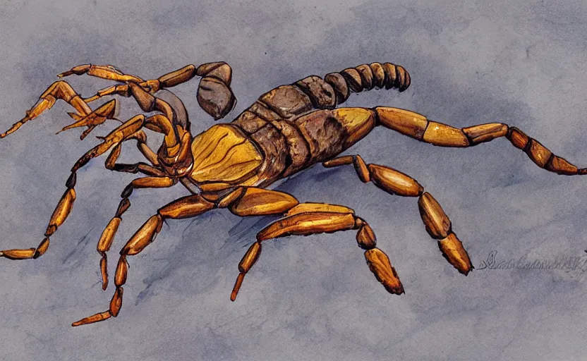 Image similar to coyote-scorpion hybrid, scorpion tail, scorpion stinger, fantasy art