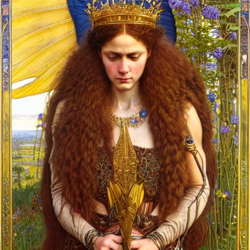 Prompt: highly detailed portrait of a majestic lioness queen in the form of a beautiful woman. d & d, art by donato giancola and evelyn de morgan and carl larsson and john william waterhouse. trending on artstation, intricate details, energetic composition, golden ratio, concept art, illustration, elegant art