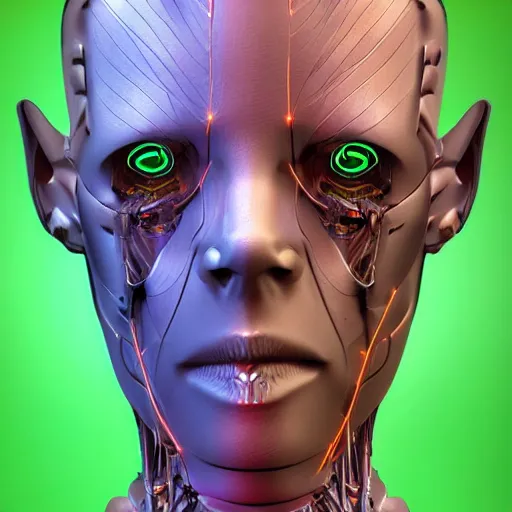 Prompt: as android of the new flesh with invasive cybernetic implants and viral infection, award winning digital art realistic