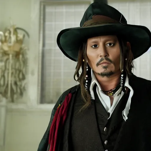 Prompt: A film still of Johnny Depp from Genshin Impact