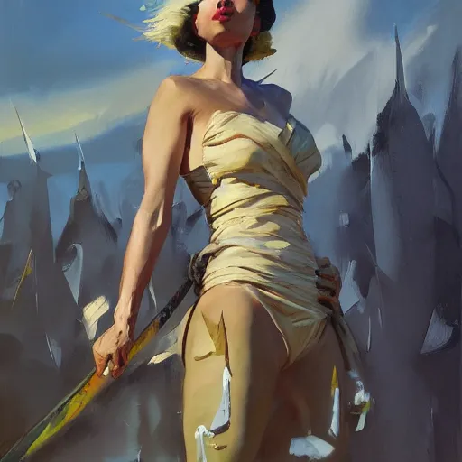 Image similar to greg manchess portrait people stumbling over swords falling on the ground, profile picture, organic painting, sunny day, matte painting, bold shapes, hard edges, street art, trending on artstation, by huang guangjian, gil elvgren, ruan jia, randy vargas, greg rutkowski