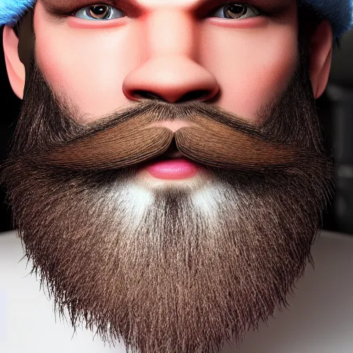 Image similar to strong attractive man face symettry brown beard with christmas hat masculine traits brown hair purple eyes clean skin ultra realistic highly detailed highly realistic 8 k photo realistic