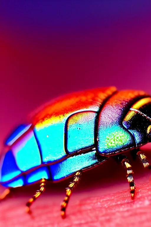 Image similar to high quality macro photo iridescent Red spotted crystal beetle! gorgeous highly detailed david ligare elson peter cinematic blue lighting high quality low angle hd 8k sharp shallow depth of field