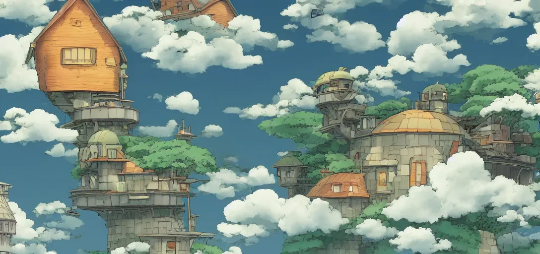 Image similar to Studio Ghibli Wallpaper, a cloudy day