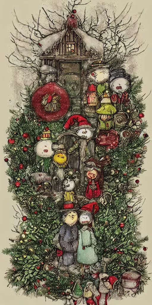 Image similar to a christmas wreath scene by alexander jansson