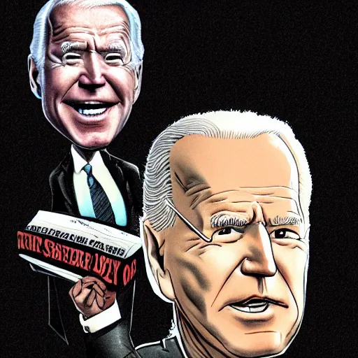 Prompt: sinister joe biden, scary stories to tell in the dark illustration