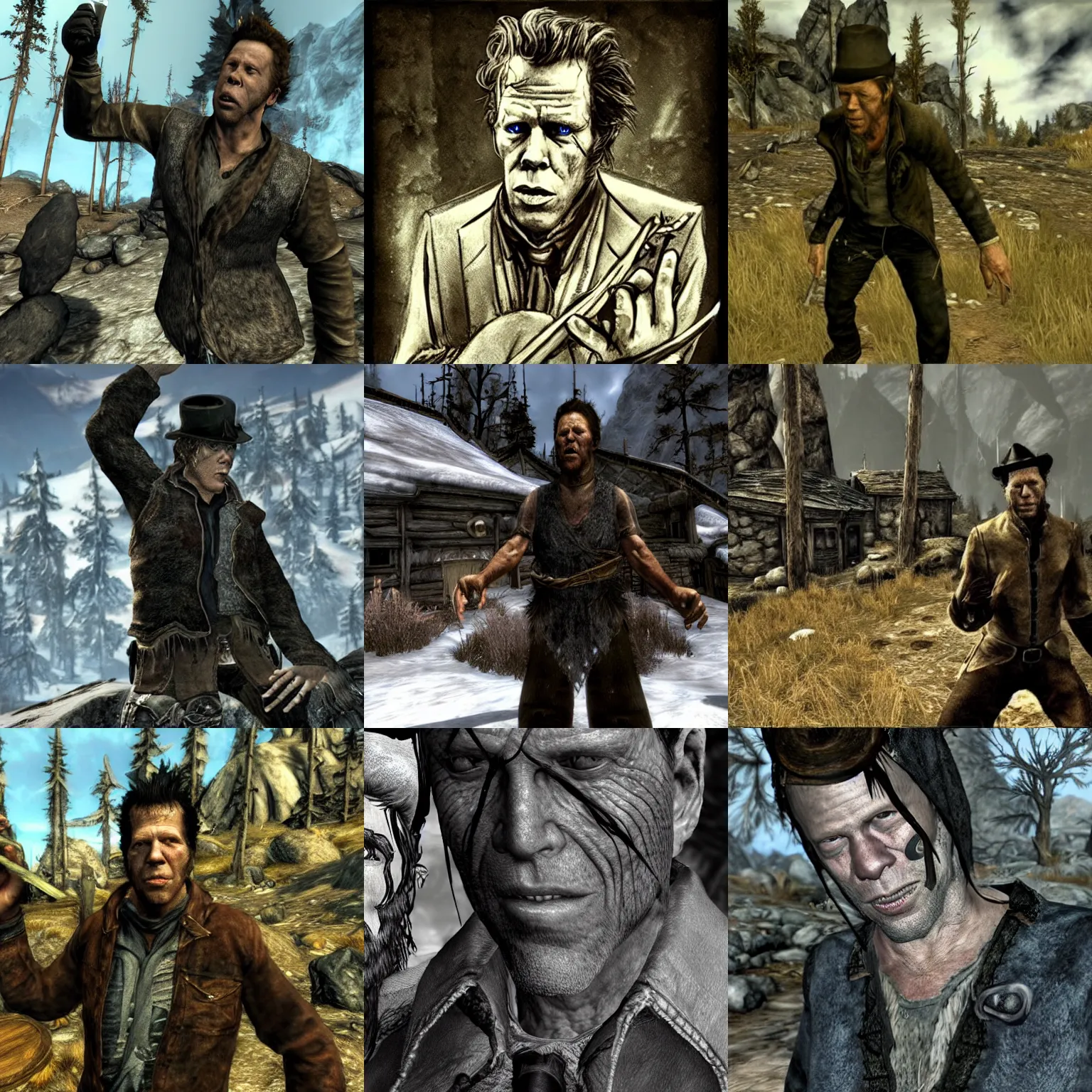 Prompt: Tom Waits in Skyrim,