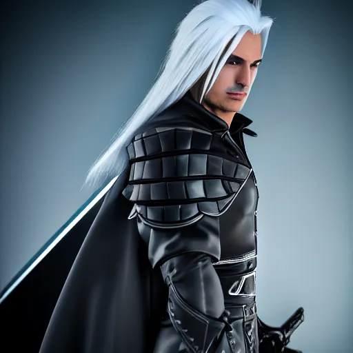 Prompt: mario as sephiroth, highly detailed, extremely high quality, hd, 4 k, 8 k, canon 3 0 0 mm, professional photographer, 4 0 mp, lifelike, top - rated, award winning, realistic, detailed lighting, detailed shadows, sharp, no blur, edited, corrected, trending