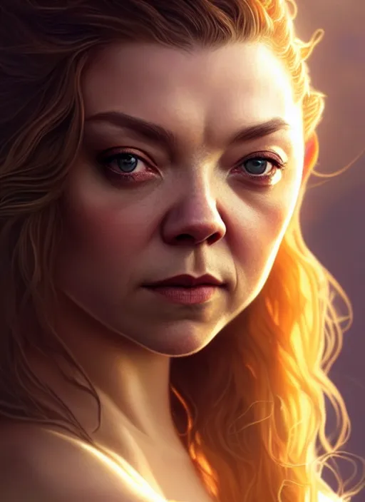 Prompt: natalie dormer wearing in a pool of honey, beautiful seductive face, intricate, elegant, highly detailed, digital painting, artstation, concept art, smooth, sharp focus, illustration, art by artgerm and greg rutkowski and alphonse mucha, horizon zero dawn 8 k