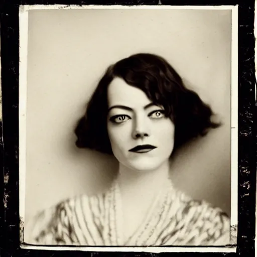 Prompt: headshot photograph of emma stone, edwardian, 1 9 2 0 s film actress, realistic face, ethereal, 1 9 1 0 s, grainy, victorian, soft blur