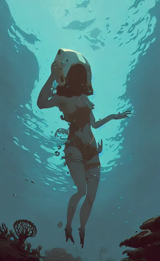 Image similar to celtic naturepunk underwater by atey ghailan, by greg rutkowski, by simon stalenhag, by greg tocchini, by james gilleard, by joe fenton, by kaethe butcher dynamic lighting, gradient light blue, brown, blonde cream and white color scheme, grunge aesthetic