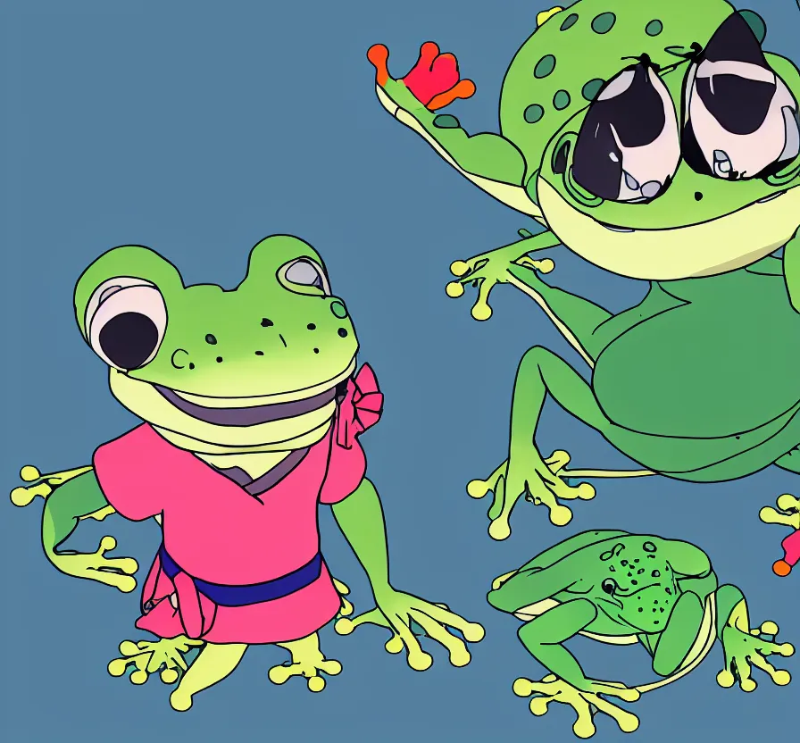 Prompt: animated chini frog wearing a anime sailor uniform, cell - shaded, well - designed, cinematics lighting, colorful