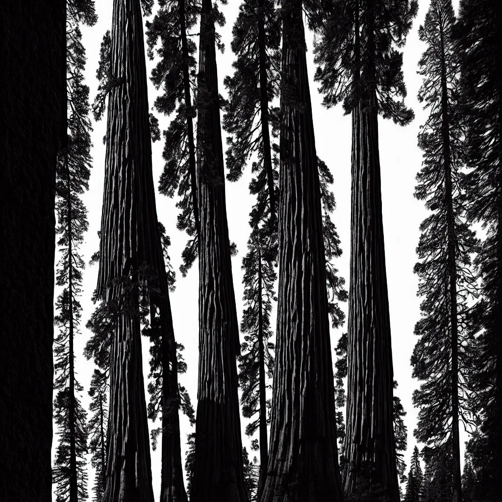 Image similar to giant sequoia by, mads berg, karolis strautniekas, film noir, stippled light, dramatic lighting, editorial illustration, detailed, fine texture, matte print, art deco, brutalism, dark blue + dark orange, red, black, ( ( habitat 6 7 background ) )