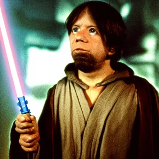 Prompt: a film still of mogwai as a jedi in star wars realistic, detailed