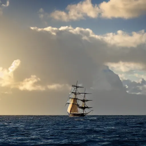 Image similar to sailing ship emerging from ocean