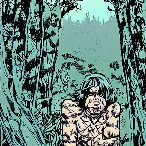 Prompt: forest by paul pope