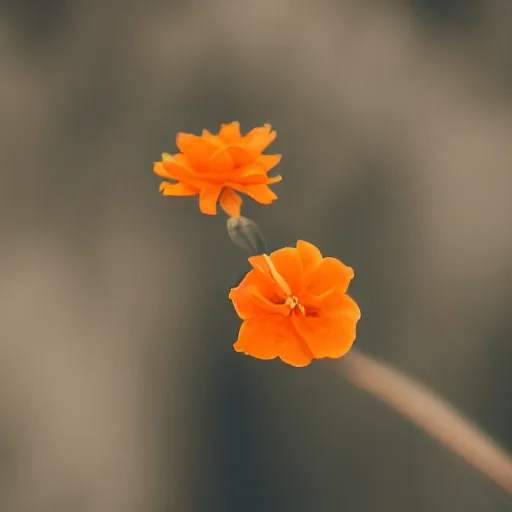 Image similar to a closeup photo of an orange flower with solid black background