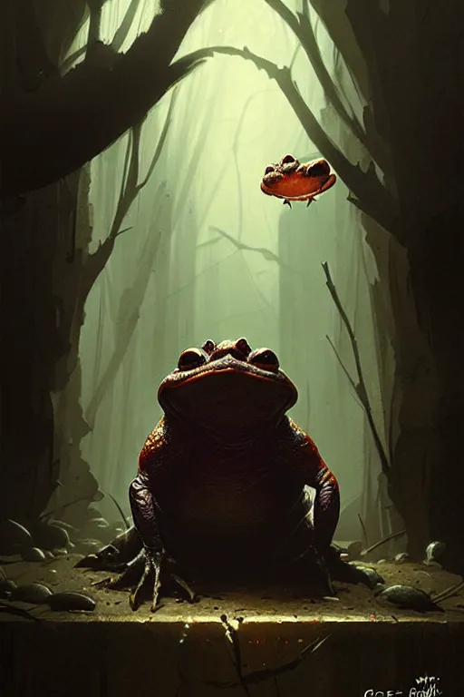 Image similar to greg rutkowski poster. toad wizard