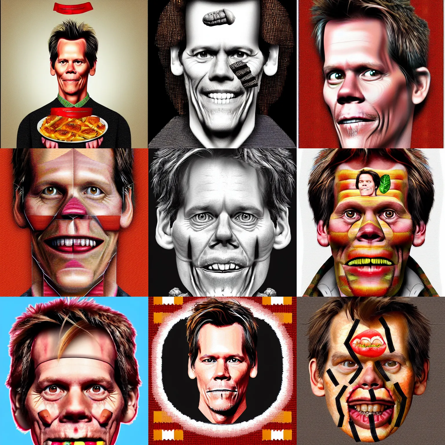 Prompt: kevin bacon made of english breakfast, digital painting by arcimboldo